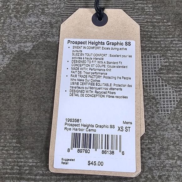 NWT prAna Men's Green Camo “Prospect Heights” T-Shirt Size XS - Picture 5 of 9